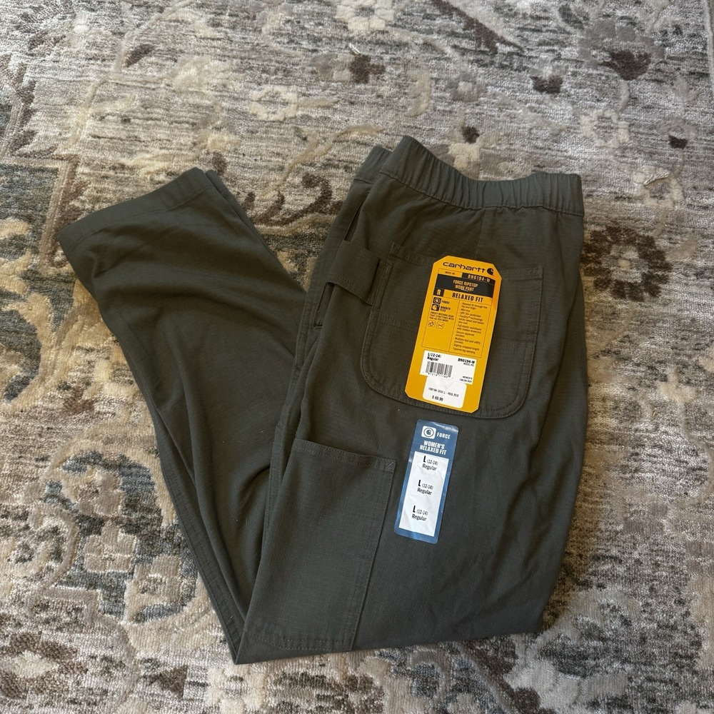 Women's Carhartt Pants Large Force Ripstop Work Pant Relaxed Fit Midrise